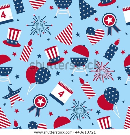 Seamless background to the day of independence of the USA. Seamless pattern for Independence Day - USA national holiday Fourth of July.