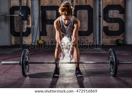 Girl getting ready for crossfit  training