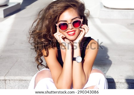 Beautiful young sexy brunette woman with bright evening make-up perfect smooth skin cosmetics cream face care,jewelry, beauty salon,magazine,close-up woman portrait hand watches,summer accessory,smile