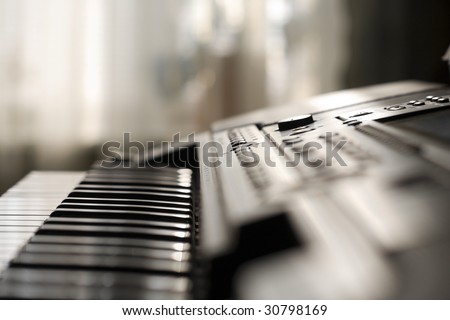 Piano keys close-up.