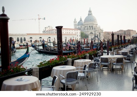 Outdoor terrace cafe overlooking the Grand canal