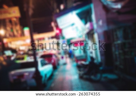 people in bokeh, street of night Bangkok, Chinatown