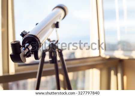 telescope on the balcony, home surveillance, small depth of field