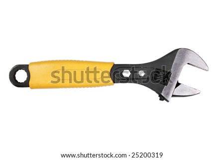 Yellow metal work tool on white background