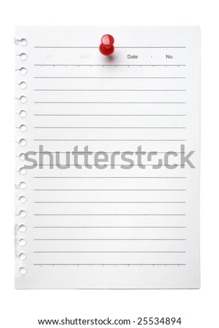 Blank torn page held by a pushpin waiting for your message. Add your own text or design.
