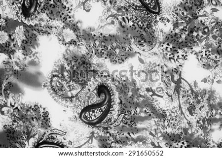 Textured chintz floral, leopard and paisley, black and white background