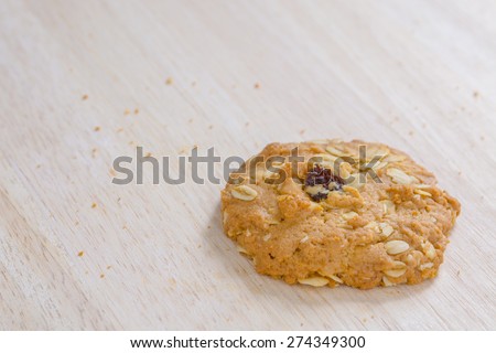 One piece of whole wheat cookies on the table.