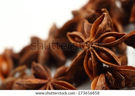 Star anise seeds isolated on white background