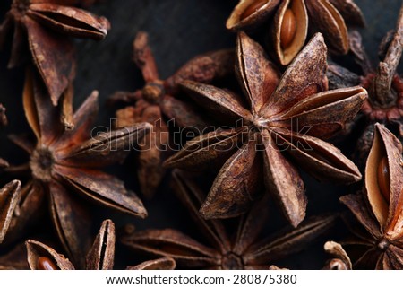 Star anise seeds. Background