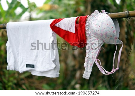 Washing hung out to dry in the jungle