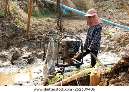 SA KAEW, THAILAND - February 11, 2014: Gold prospector looking for gold in the countryside around Sa kaew, Thailand.