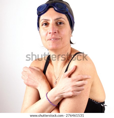 Studio shot of a woman in swimming clothes