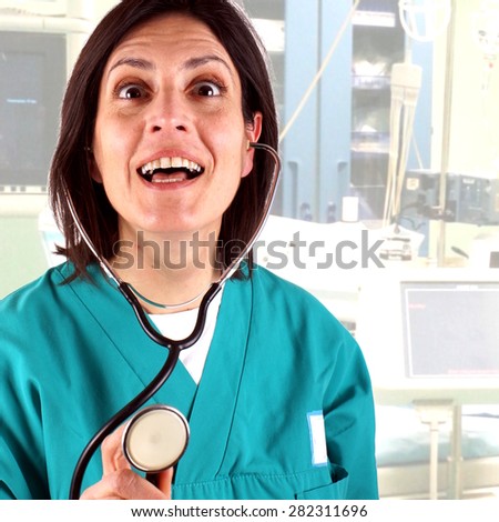 Portrait of a woman wearing medical clothes