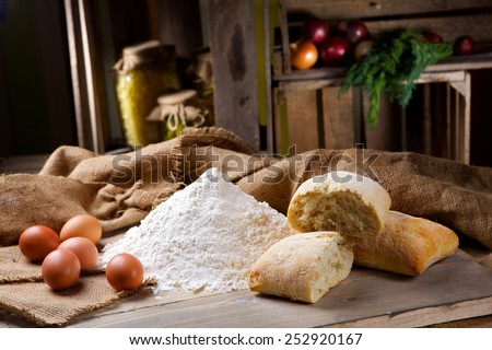 Preparation of bread in the kitchen. Kneading