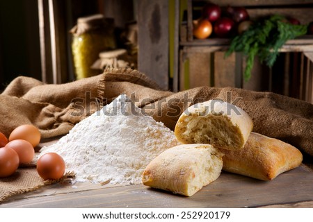 Preparation of bread in the kitchen. Kneading