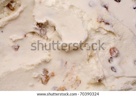 Ice-cream texture: with raisin and grapes. Appetizing ice-cream background