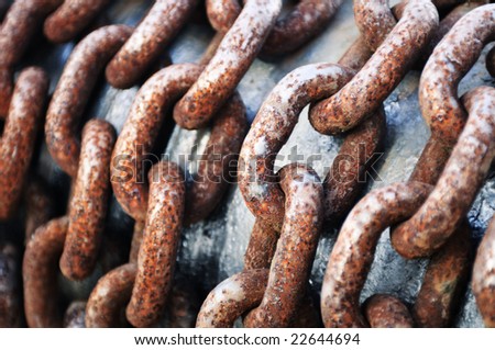 links of a rusty old industrial chain.