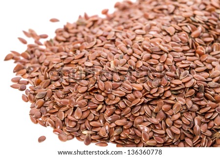 A pile of flax seed close-up. Food background pictures.