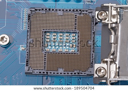 Part of the motherboard connector for the CPU. Electronic background