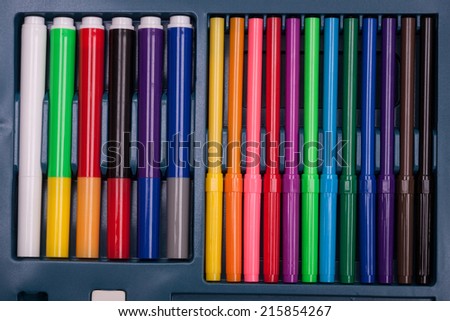 Twelve thin and thick six colored markers