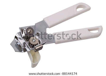 Can opener - equipment for opening cans. Isolated on white background