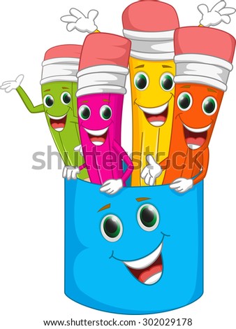 happy colorful pencil cartoon
