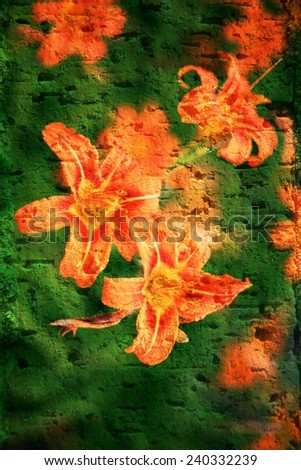 Double exposure of floral objects, day light