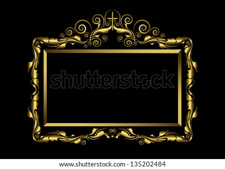 Luxury gold frame on black Background