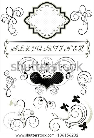 Frames and calligraphic ornaments for feel of pages