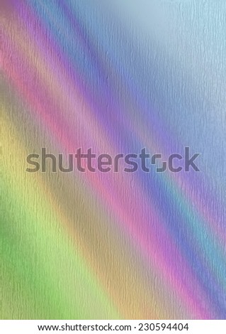 Bluish green background with rainbow waves covered the convex transparent texture