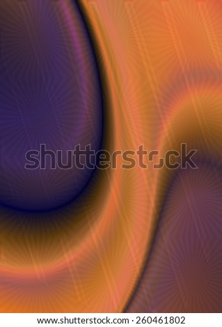 Orange curved shape with purple oval form covered transparent pattern