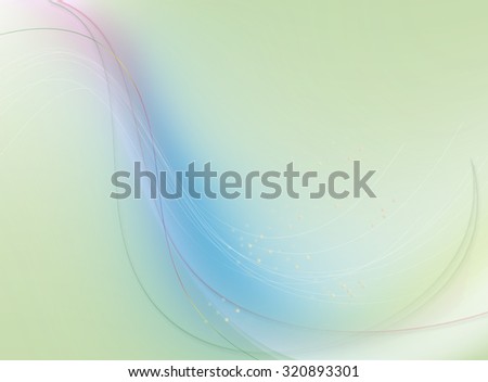 Luminescent line and a group of white curved lines with little circles on green gradient background