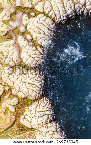 drops of water in the hot mineral springs in the mountains in Armenia
