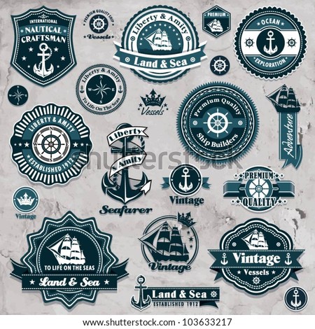 Nautical on Vintage Nautical Set Template Stock Vector 103633217   Shutterstock