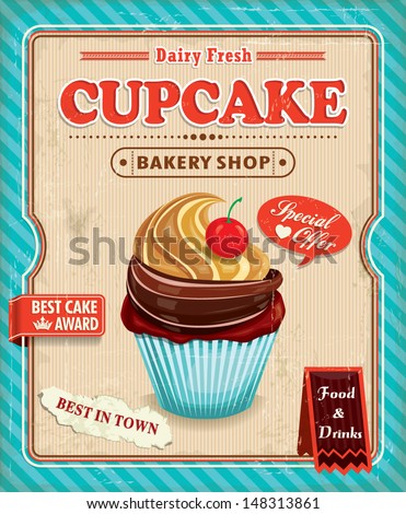 illustration vintage cupcake  design cupcake Vintage poster