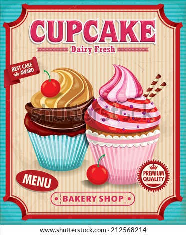 Cupcake Stock   vintage 212568214 Design Vintage Vector Illustration cupcake Poster display