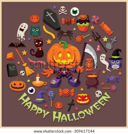 Vintage Halloween poster design set Vintage Halloween poster design set