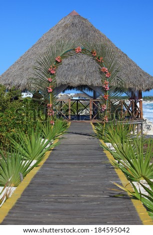 Wedding gazebo on the Caribbean coast. Sol Cayo Largo. Cuba.