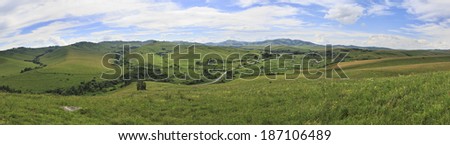 Summer Panorama of Altai mountains. Russia.