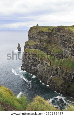 Cliffs of Moher and Atlantic Ocean. Most famous landmark in Ireland.