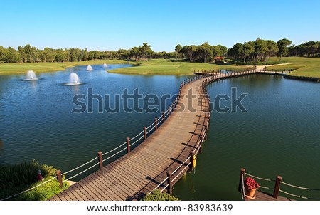 Bridge over an artificial pond.