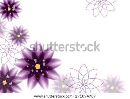 Vector floral background with purple flowers. Can be used as greeting card