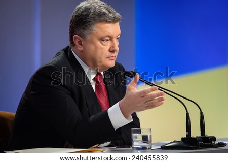 KIEV, UKRAINE - DECEMBER 29, 2014: Summary annual press conference of the President of Ukraine Poroshenko in Kiev