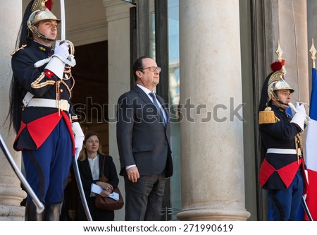 PARIS, FRANCE - Apr 22, 2015: French President Francois Hollande during an official meeting of the President of Ukraine Petro Poroshenko