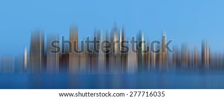 Blurred city background. Manhattan. Early morning New York City skyline panorama