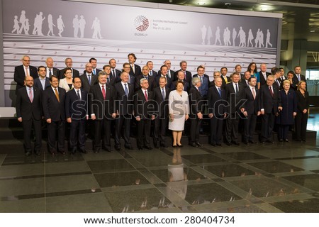 RIGA, LATVIA - May 22, 2015: Eastern Partnership Sammit. Group photo of participants of the summit, heads of states and politicians