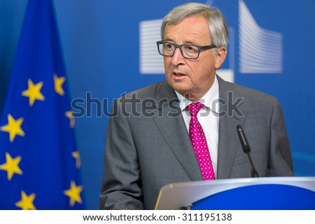 BRUSSELS, BELGIUM - Aug 27, 2015: European Commission President Jean-Claude Juncker during a joint press conference with President of Ukraine Petro Poroshenko in Brussels