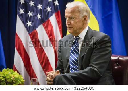 NEW YORK, USA - Sep 29, 2015: US Vice President Joe Biden during a meeting with President of Ukraine Petro Poroshenko in New York