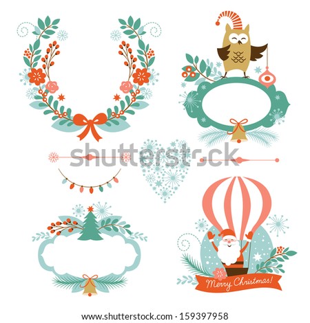 Set Of Christmas And New Year Graphic Elements, Holiday Symbols