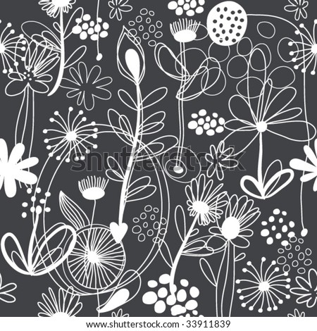 flower patterns black and white. stock vector : lack-and-white